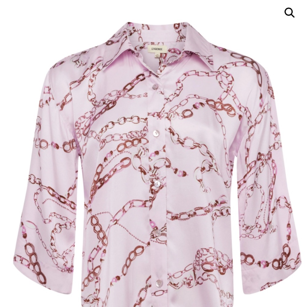 L'AGENCE Patrice Pink Chain Print Blouse SM NWT
